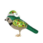 Kat + Annie Glittered Holiday Bird - One Ornament 3.25 Inch, Glass - Gems Santa Hat 84630 (62236)