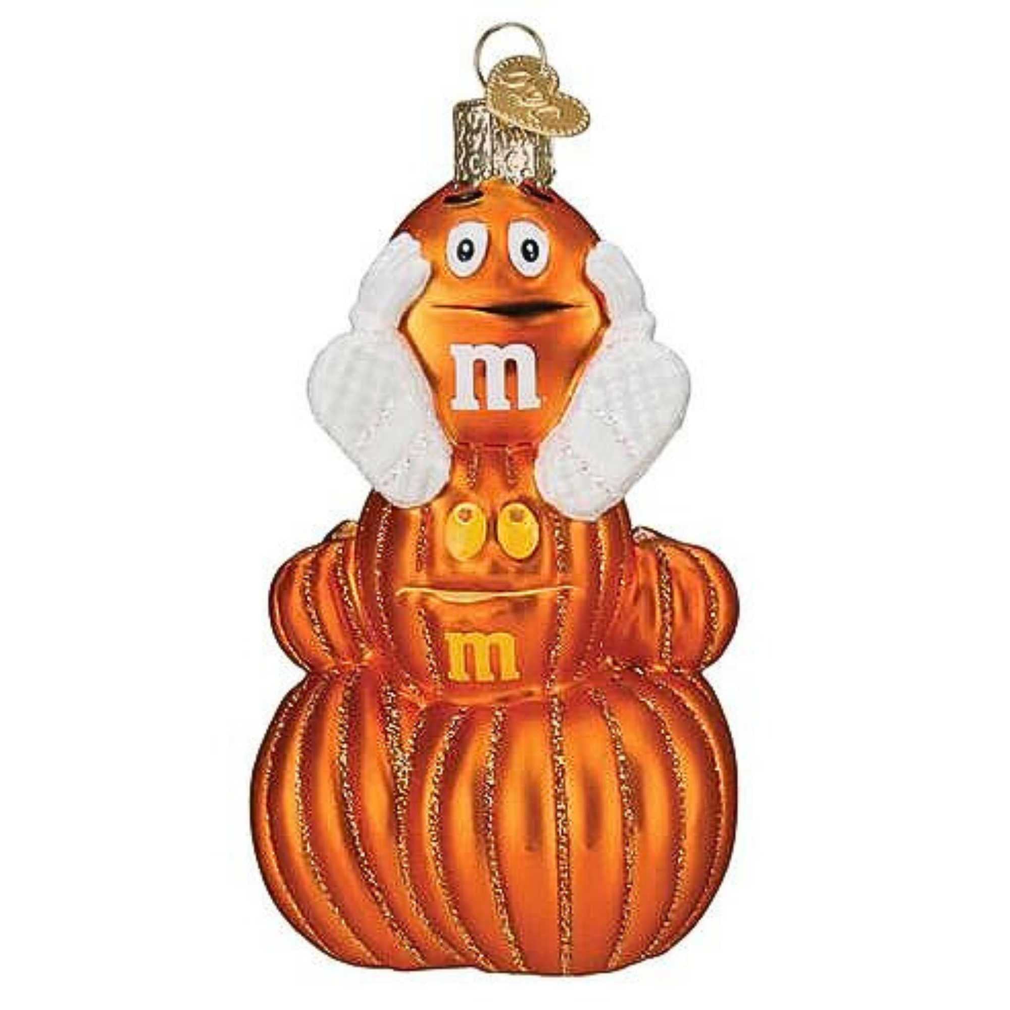 Old World Christmas 4.00In M&M's Orange Autumn, Glass, Pumpkins