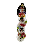 Christopher Radko Winter Cheer Chums Blown Glass Ornament Snowman Stack (8039)