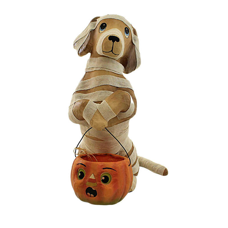 Bethany Lowe Mummy Puppy Paper Mache - One Figurine 12.0 Inch, Paper - Halloween Pumpkin Bucket Tj2320 (Bettj2320)