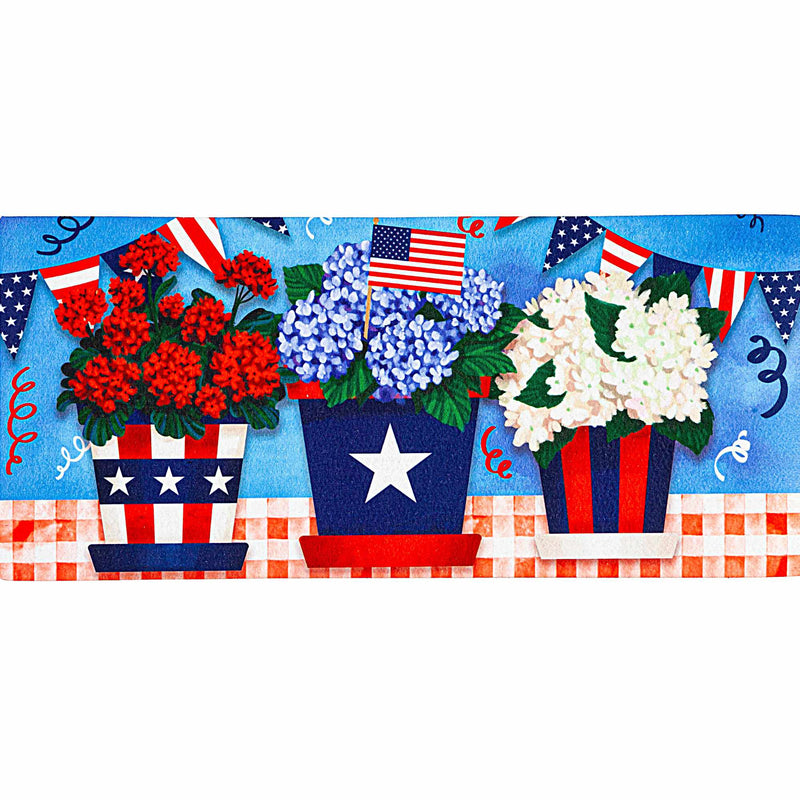 Evergreen Patriotic Flower Pot Sassafras Switch Mat - One Mat Inch, Rubber - July Fourth American Flag 432136 (Eve432136)