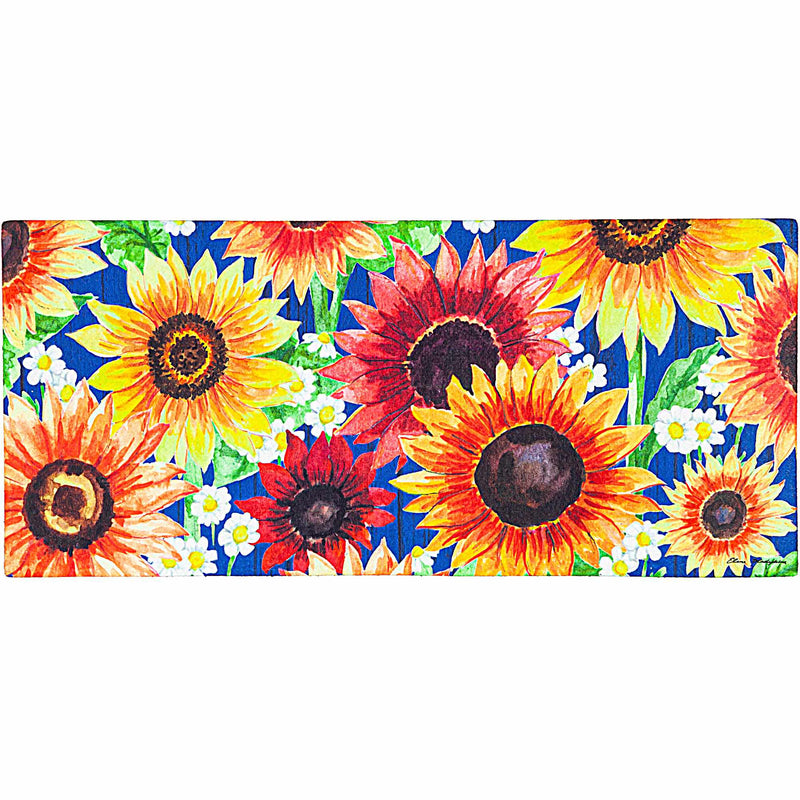 Evergreen Multi-Color Fall Sunflower Sassafras Switch Mat - One Mat Inch, Rubber - Autumn Door Mat Daisies 432146 (Eve432146)