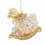 Huras Family Fancy Pink Rocking Horse With Gifts - One Ornament 5.25 Inch, Glass - Christmas Baby Teddy Bear Drum Hf836av (Hur836a)