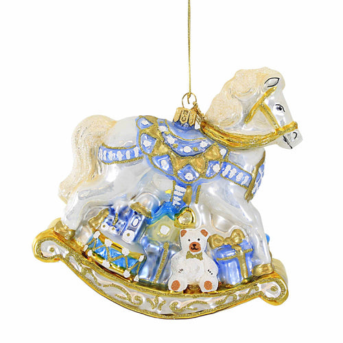 Huras Family Fancy Blue Rocking Horse With Gifts - - SBKGifts.com