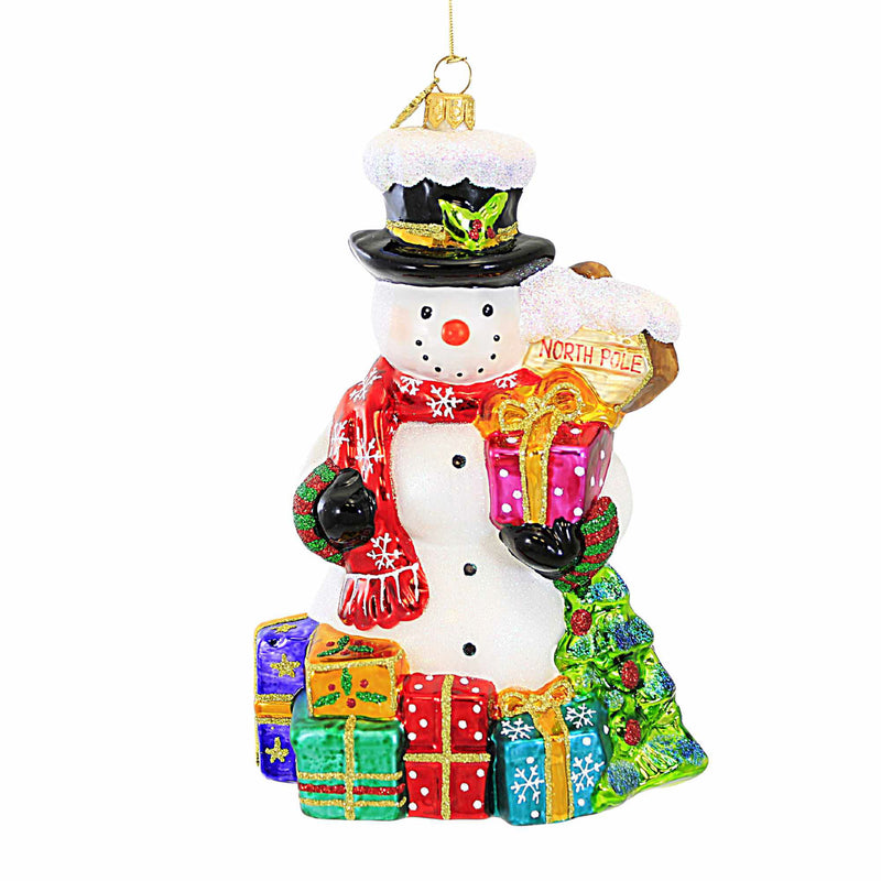 Huras Family Snowman Need A Lift - One Ornament 7.0 Inch, Glass - Christmas North Pole Presents Hf887 (Hur887)