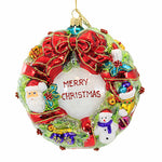 Huras Family Jolly Wreath Merry Christmas - One Ornament 5.25 Inch, Glass - Hf937v (Hur937v)