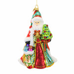 Huras Family Baroque Santa - One Ornament 7.0 Inch, Glass - Christmas Stocking Tree Bell Hf959 (Hur959)