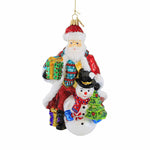 Bringing The Joy Of Christmas To All - One Ornament 6.75 Inch, Glass - Christmas Santa Snowman S962 (Hur962)