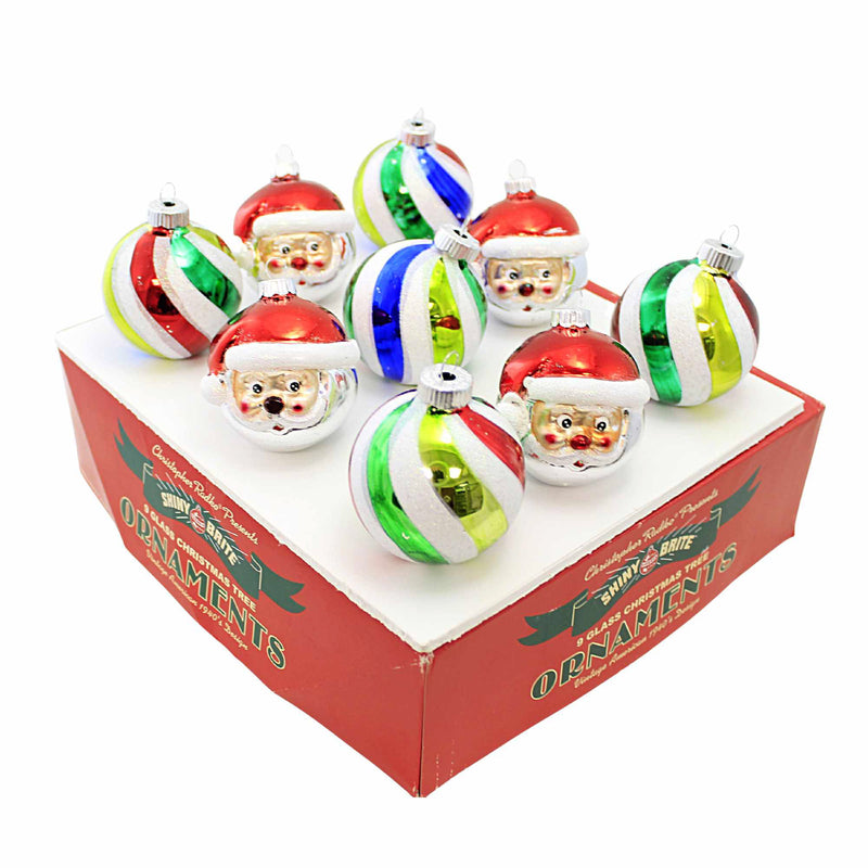 Christopher Radko Company Decorated Shapes And Rounds - 9 Glass Ornaments 2.75 Inch, Glass - Shiny Brite 4027988 (Rad4027988)