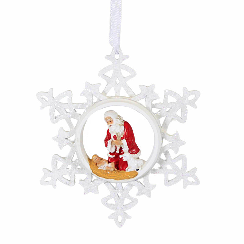 Roman Kneeling Santa Snowflake Ornament - One Ornament 4.5 Inch, Wood - Christmas Baby Jesus 136261 (Rom136261)