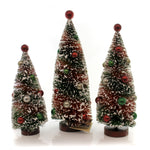 Christmas Primitive Tree With Bulbs Plastic Flocked St/3 Lg4435 (26741)