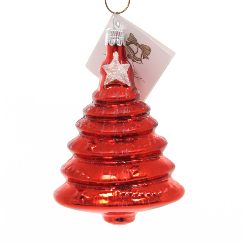 Red Tree With Whtie Star - 4 Inch, Glass - Hand Painted Nm719 (38593)