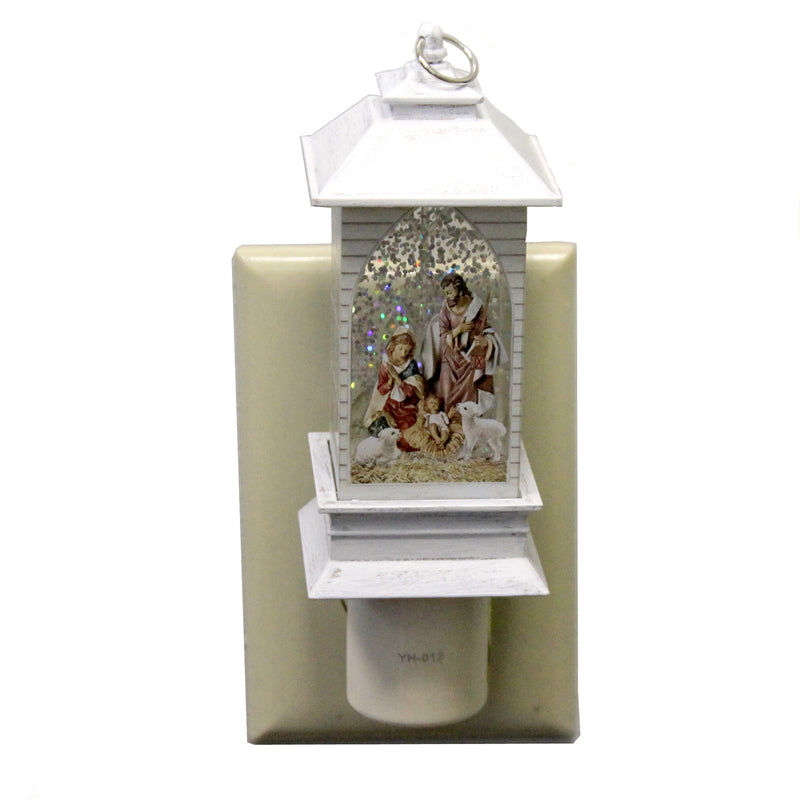 Christmas Holy Family Night Light Plastic Arched Window Sheep 58699 (46366)