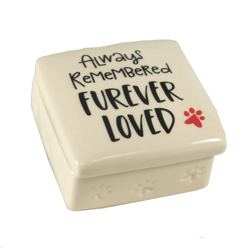 Animal Paw Print Bereavement Box Ceramic Furever Loved Dog Cat Pet 6008013 (48134)