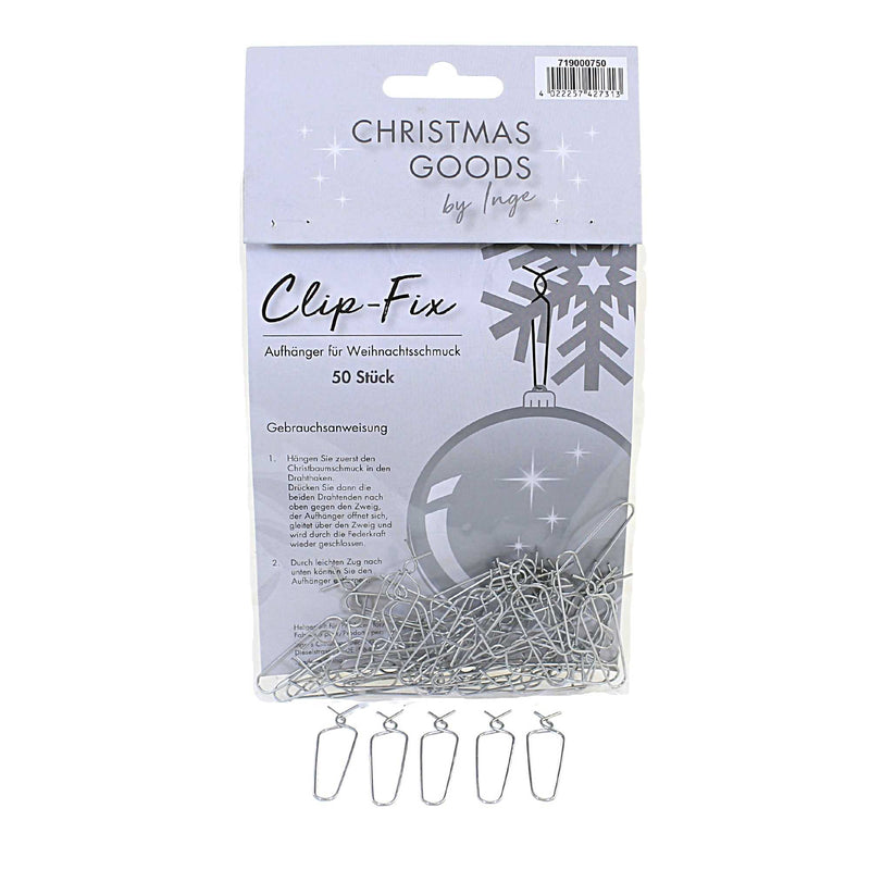 Inge Glas Clip-Fix Silver Metal Ornament Hanger Spring Action 719000750 (56331)