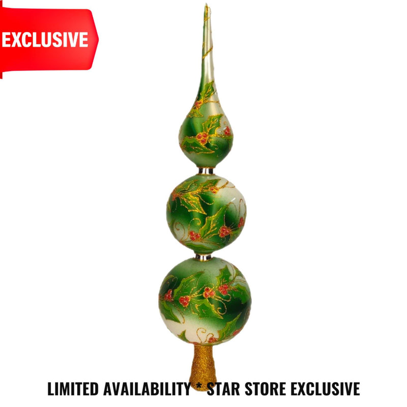 Holly Splendor Star Exclusive - One Exclusive, Limited Glass Tree Topper Coloration With Topper Stand 16.5 Inch, Glass - Christmas Tree Topper Limited Vip1238 (56696)