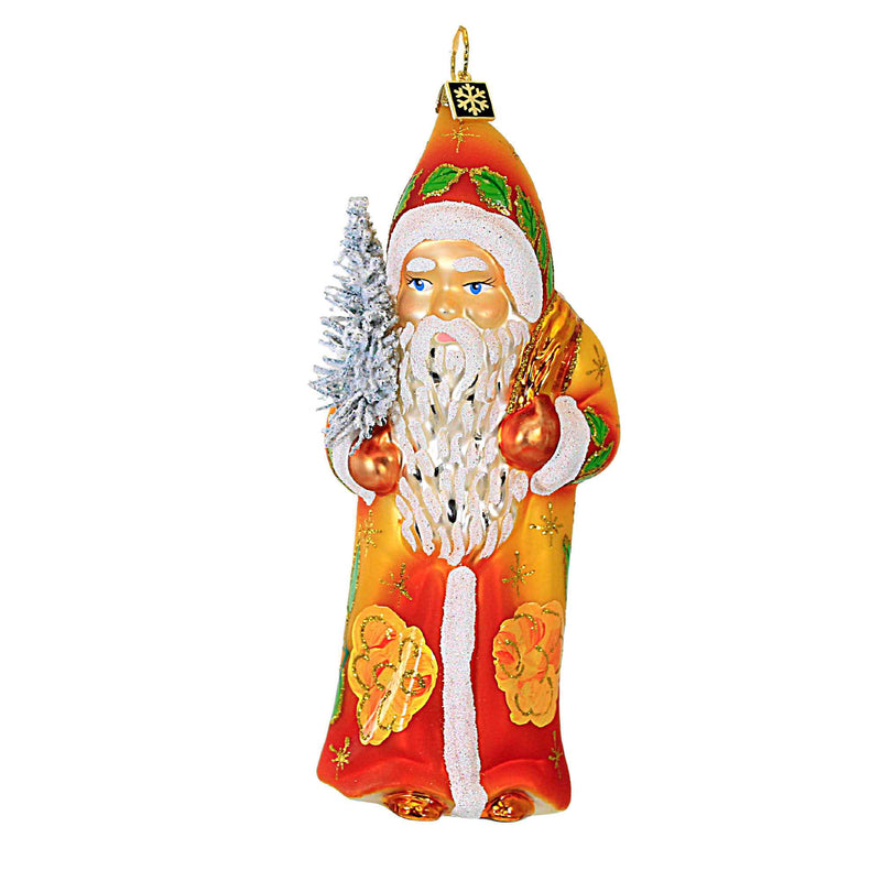 Gabriela Christoff Holiday Blossom Blown Glass Christmas Ornament Santa 400C (10222)