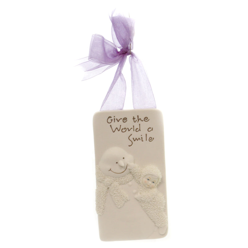 Dept 56 Snowbabies Give The World A Smile Plaque Porcelain/Ribbon Snowman 67836 (10248)