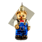 Christopher Radko Company Cubby Coveralls - One Glass Ornament 2.5 Inch, Glass - Ornament Teddy Bear 0110110 (1046)