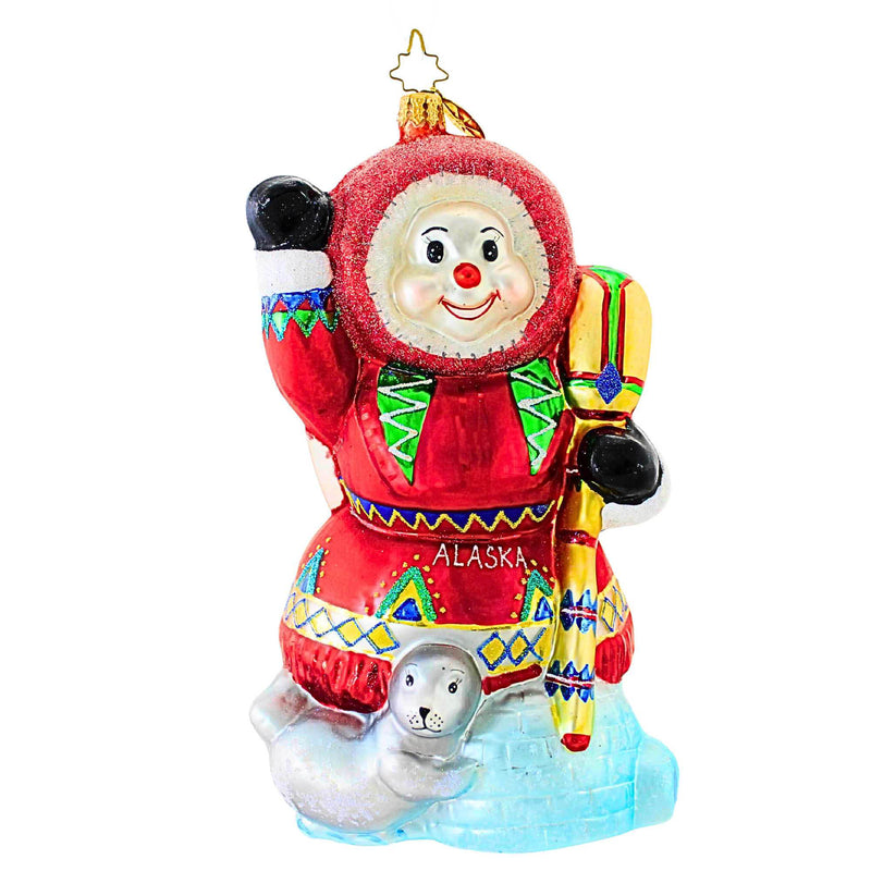 Christopher Radko Company Eski Snow Northern Lights - One Glass Ornament 6.75 Inch, Glass - Ornament Christmas Snowman 3010750 (1085)