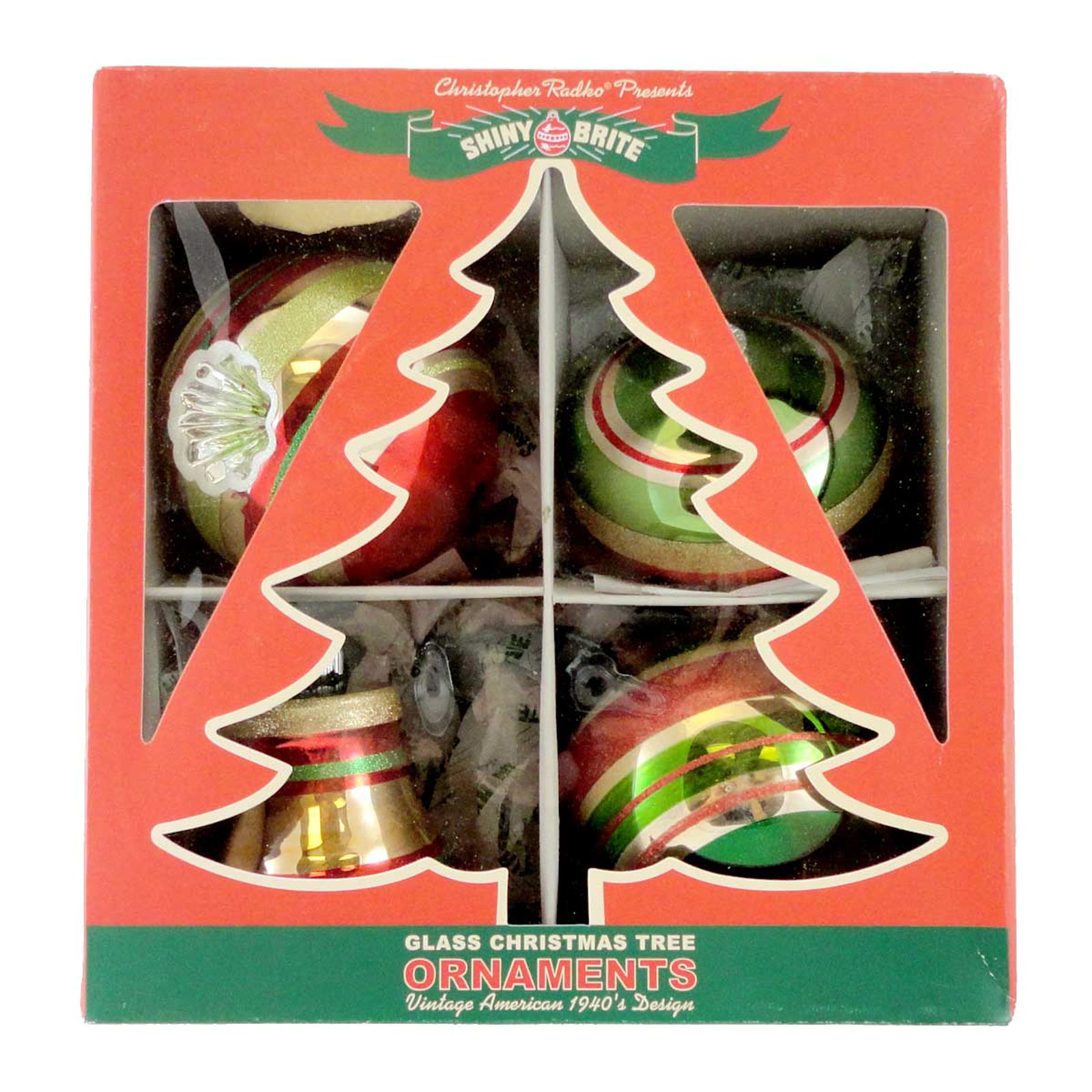 Christopher Radko Lg Vintage Gold Bells, Drops, Glass Shiny Brite