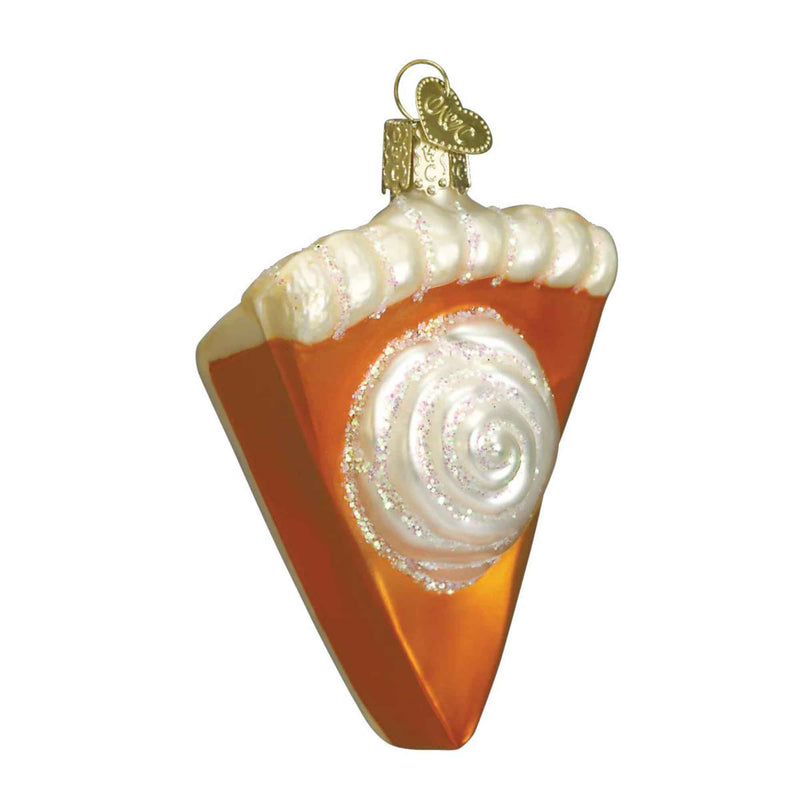 Old World Christmas 3.5 Inches Tall Piece Of Pumpkin Pie Glass Ornament Dessert Thanksgiving Pastry 32019 (11368)