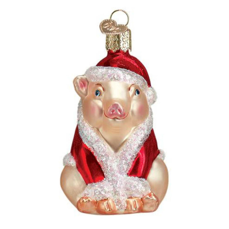 Old World Christmas Christmas Ham - One Glass Ornament 2.75 Inch, Glass - Ornament Pig Hog Santa 12130 (11388)