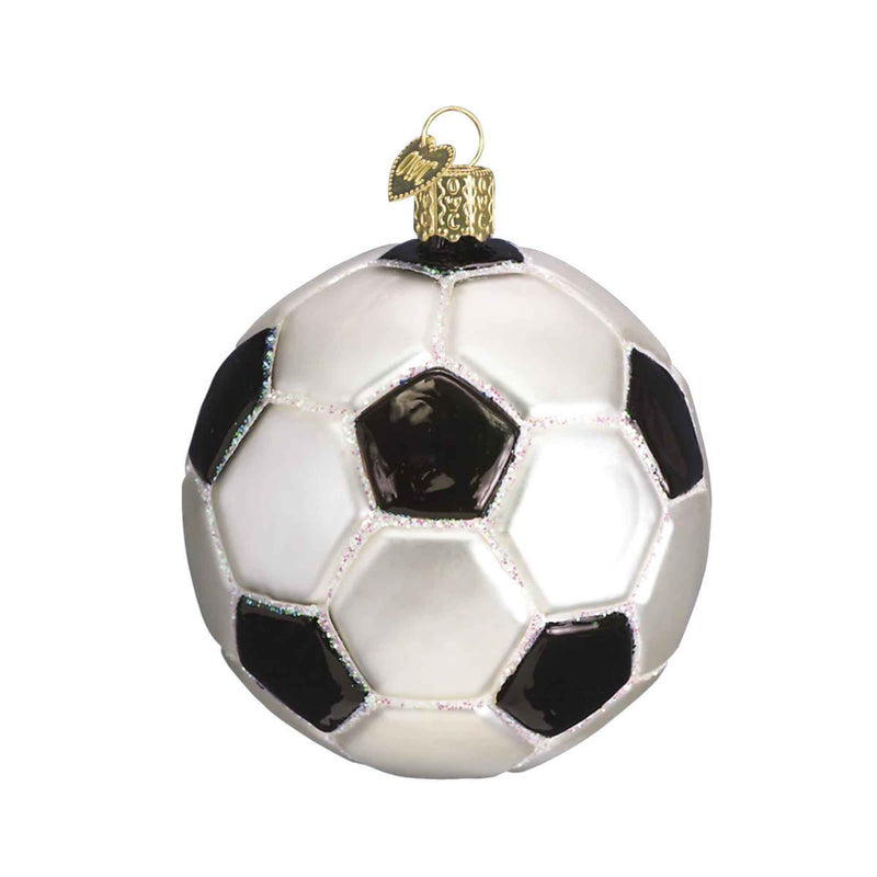 Old World Christmas Soccer Ball - One Glass Ornament 3.25 Inch, Glass - Ornament Sports 44012 (11618)