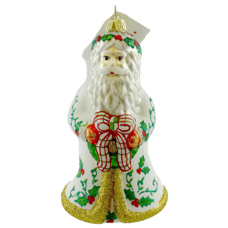 Holiday Ornament Holly Santa Blown Glass Ornament Christmas Claus Ha726ac (11661)