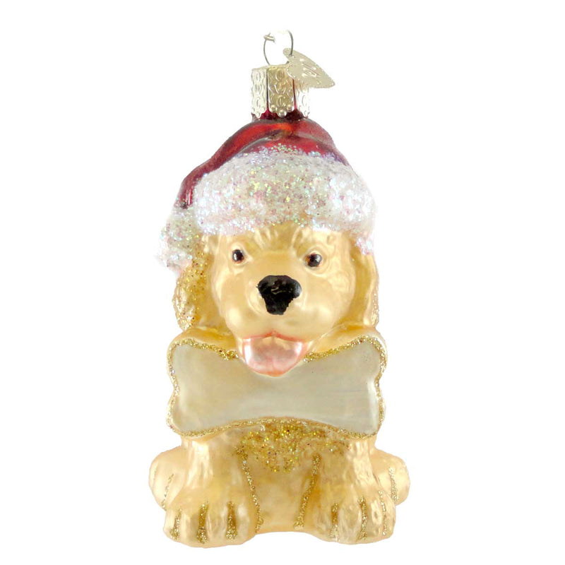Old World Christmas Jolly Pup Glass Ornament Dog Bone Personalize 12133 (12402)