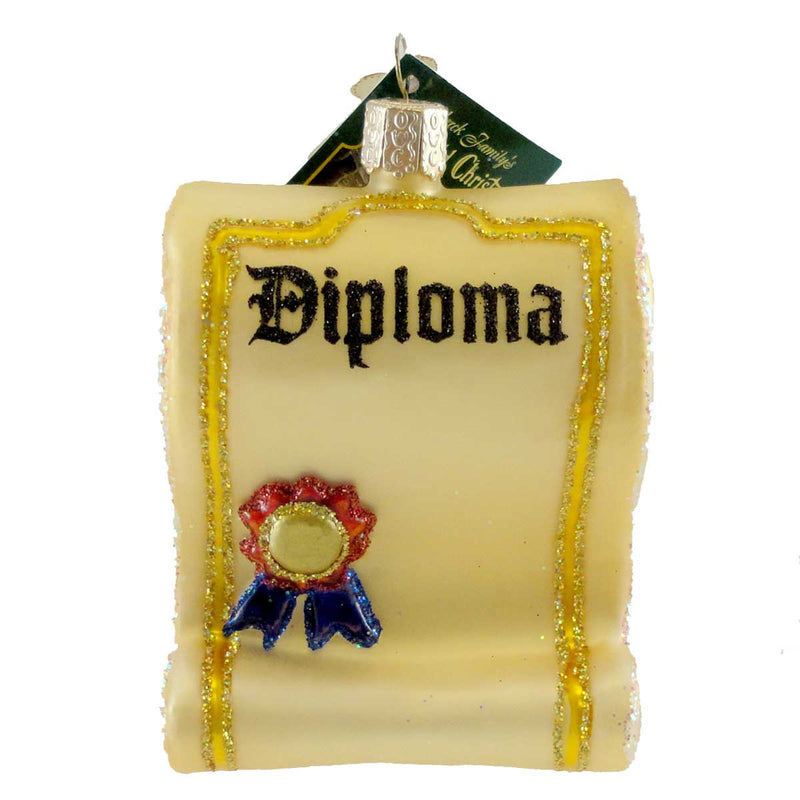Old World Christmas Diploma - One Ornament 3.75 Inch, Glass - Graduation Commencement 36085 (12449)