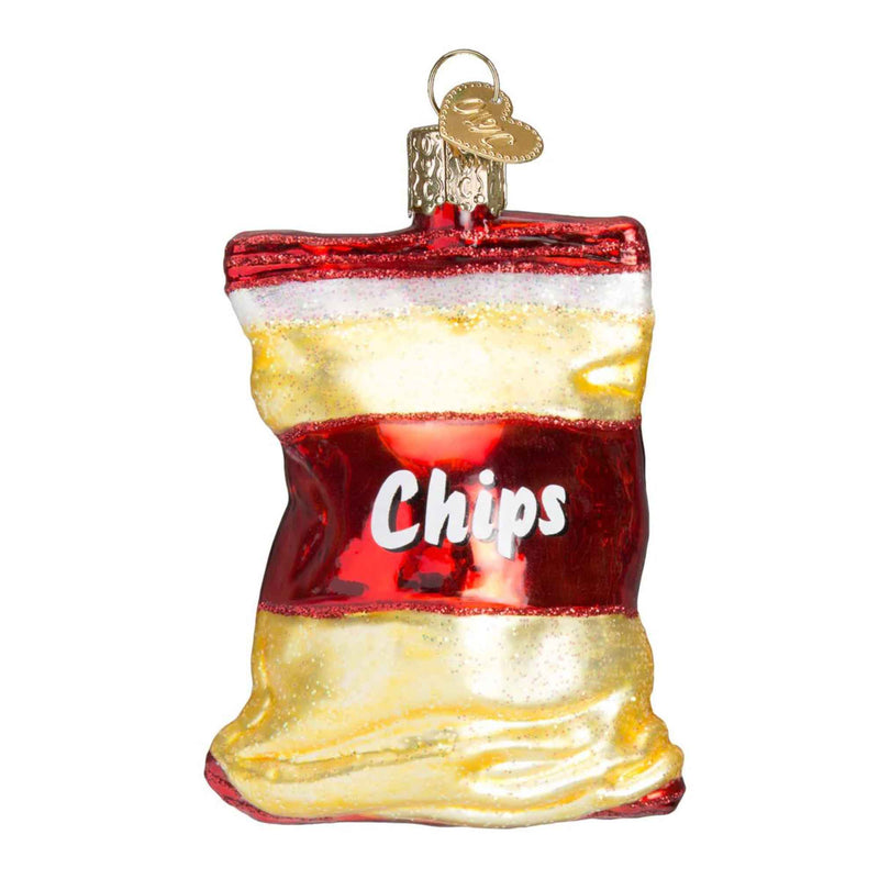 Old World Christmas 3.5 Bag Of Chips Glass  Snack Junk Food Potato 32154 (13400)