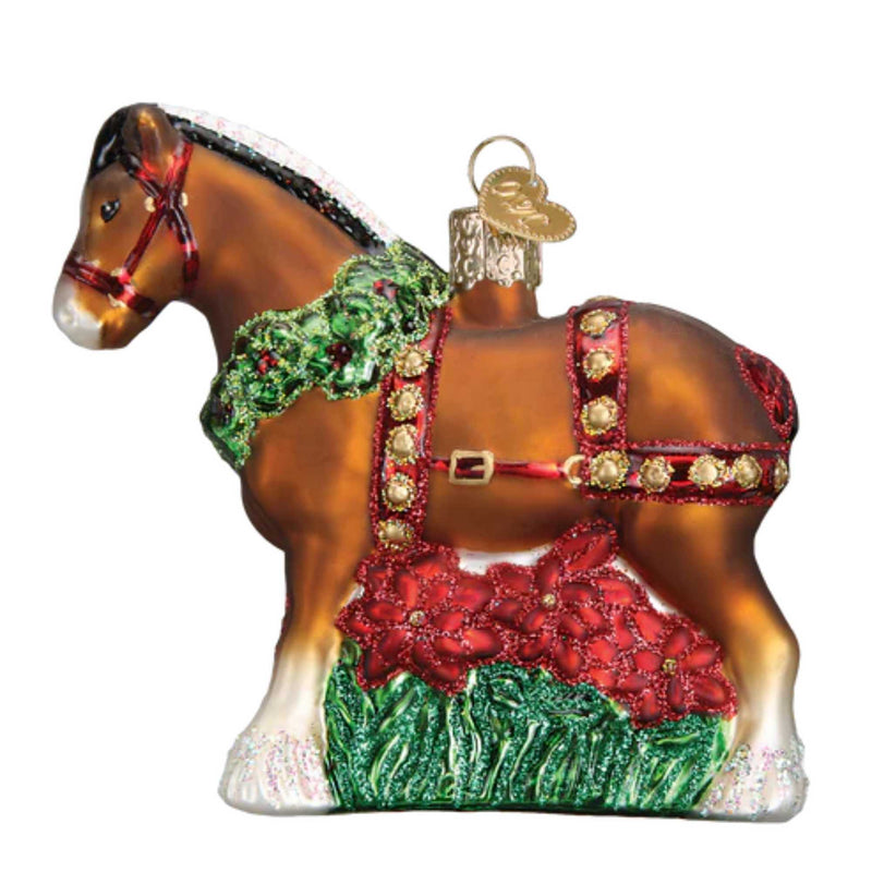 Old World Christmas Holiday Clydesdale - One Ornament 4 Inch, Glass - Ornament Horse Holiday Beer 12255 (13412)