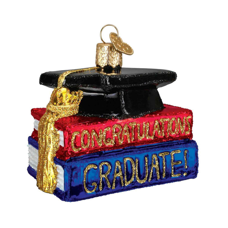 Old World Christmas 2.25 Inch Congrats Graduate Glass  Graduation Cap Gown 36091 (13733)