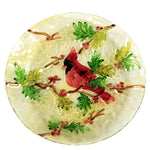 Tabletop Cardinal Round Fused Glass Plate Glass Fusion Christmas 1725150 (14791)