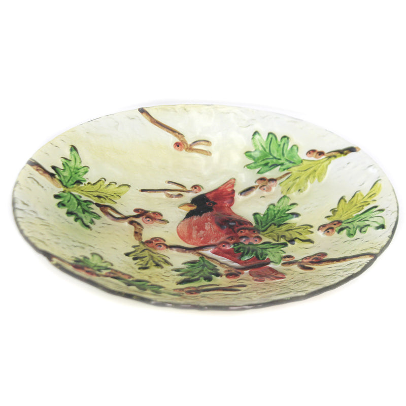 Tabletop Cardinal Round Fused Glass Plat - - SBKGifts.com