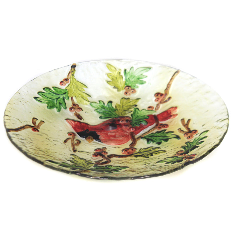 Tabletop Cardinal Round Fused Glass Plat - - SBKGifts.com