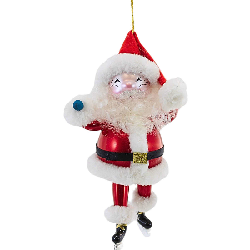 De Carlini Skating Santa Mouth Blown Glass Ornament Italian Skates Bn451m (15218)