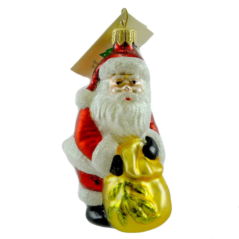 Holiday Ornament Santa W/ Bag Glass Christmas Presents St Nicholas F011148d (15543)