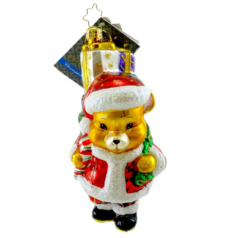 Christopher Radko A Bear Who Cares Blown Glass Ornament Teddy Bear Santa (15756)