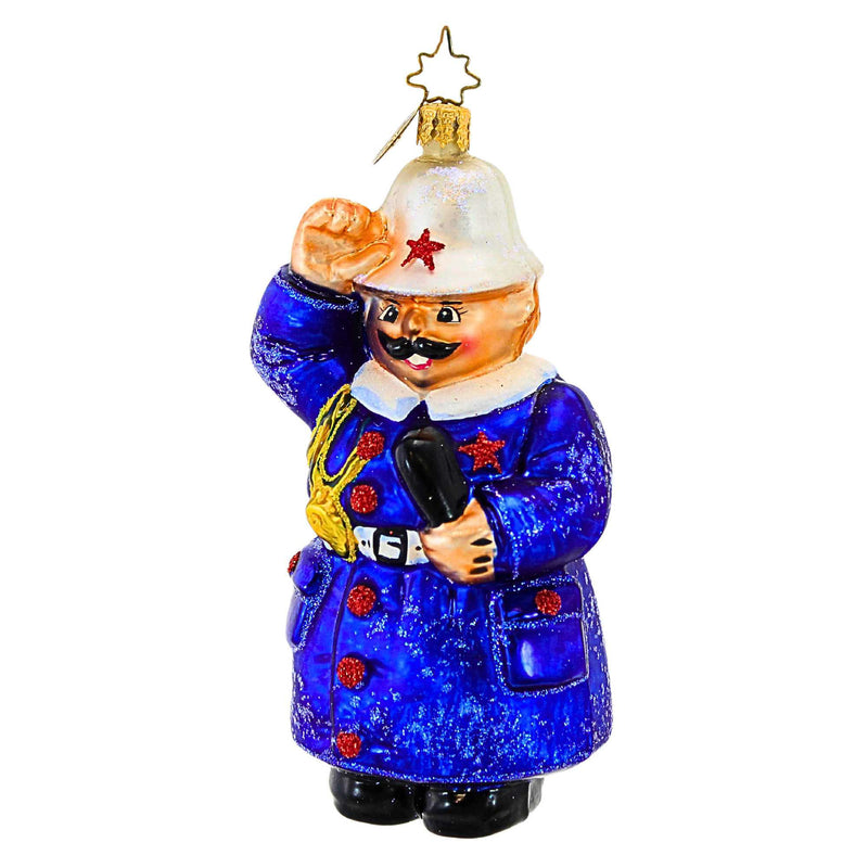 Christopher Radko Keystone Salute Blown Glass Ornament British Police Officer (1589)