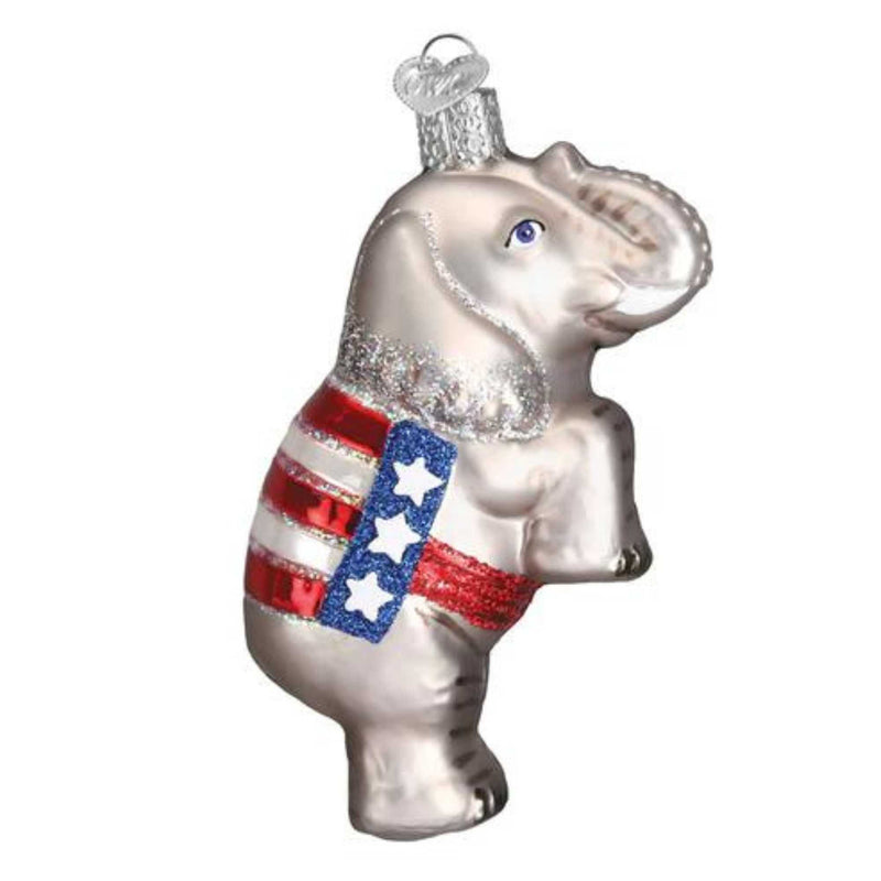 Old World Christmas Republican Elephant - One Ornament 4 Inch, Glass - Ornament Republican Elephant 12108 (16211)
