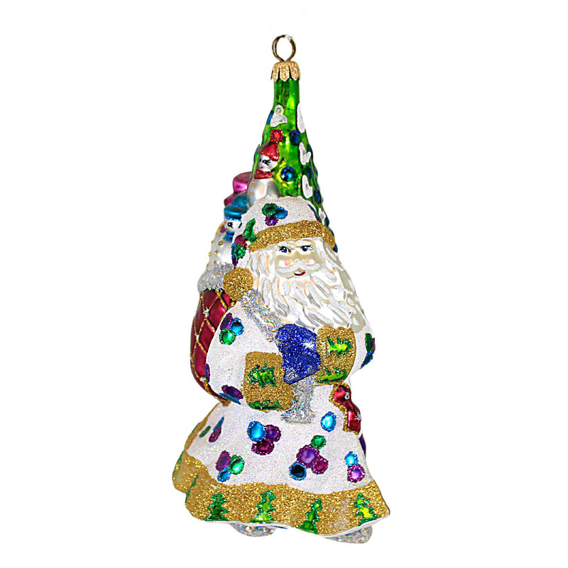 Larry Fraga Designs Here Comes Santa - 1 Ornament 7.5 Inch, Glass - Christmas Ornament Tree 448 (16240)