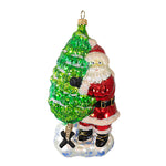 Larry Fraga Christmas Tree Blown Glass Ornament Santa Christmas 453 (16243)