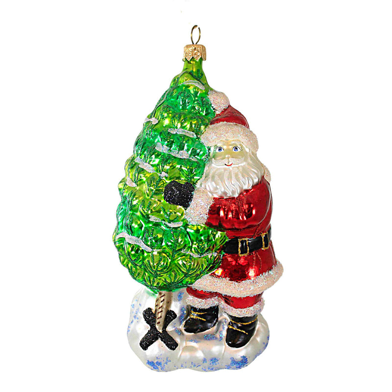 Larry Fraga Christmas Tree Blown Glass Ornament Santa Christmas 453 (16243)