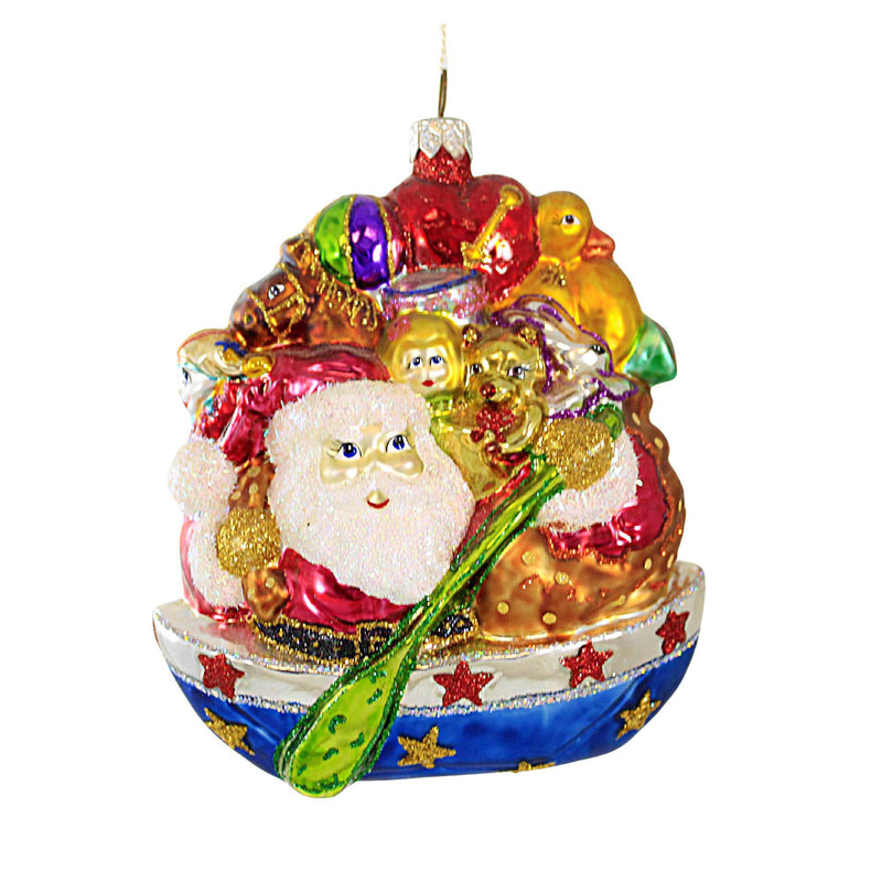 Larry Fraga Across The Bay Blown Glass Ornament Christmas Boat Santa 461 (16249)