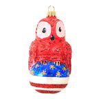Larry Fraga Designs Bicentennial Owl - 1 Ornament 4 Inch, Glass - Christmas Ornament 5031G (16281)