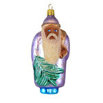Larry Fraga Purple Santa Black Glass Christmas Ornament 5005B (16283)