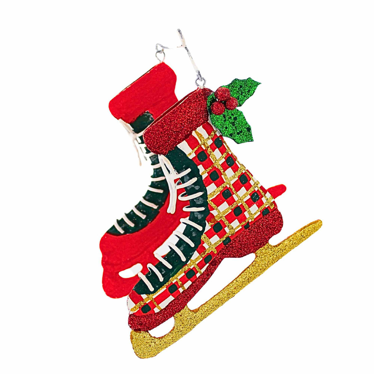 (16407) Plaid Ice Skate Ornament