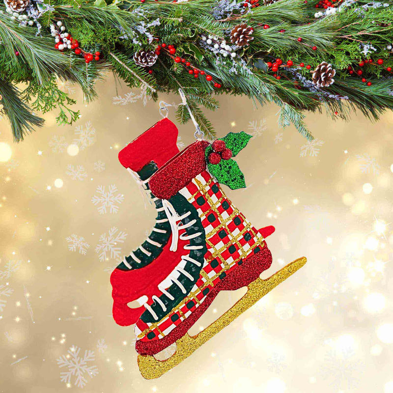 Gallerie Ii Plaid Ice Skate Ornament - - SBKGifts.com